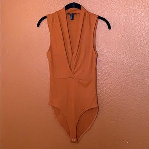 Forever 21 Bodysuit Snap Closure Burnt Orange